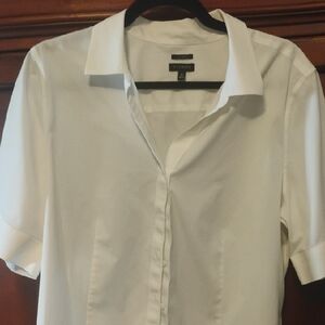 Talbots White Casual Button Down Shirt